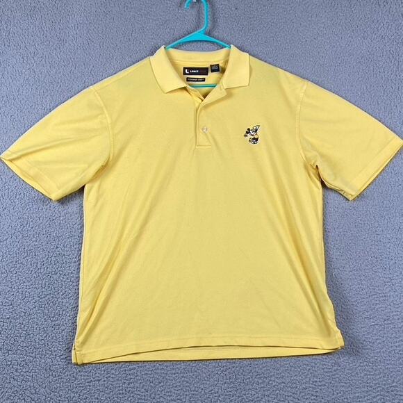 Disney Mickey Mouse Golf Polo Shirt M Yellow Techno Dry Links Tech Performance - Picture 1 of 10